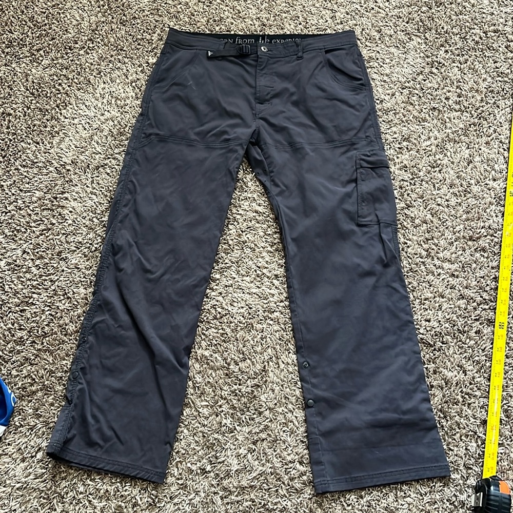 Prana Zion Pants Mens XL(36) x 32 stretch belted hiking outdoors casual